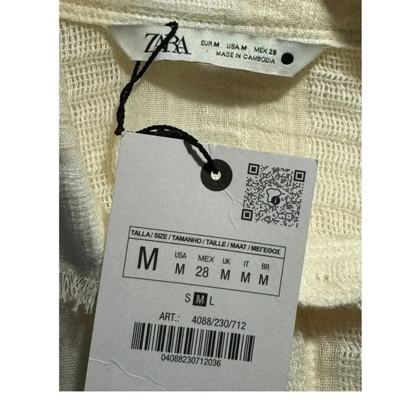 NEW ZARA Women’s Medium Ecru Jacquard Tunic Dress ZW Collection NWT - Picture 5 of 8